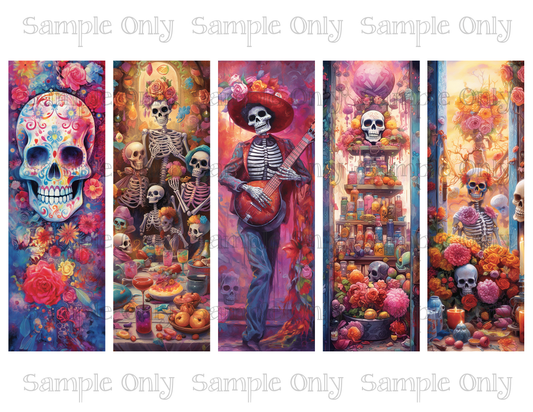 Day Of The Dead Bookmark Set 01 Printed Water Soluble Image Transfer Sheet For Polymer Clay