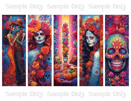 Day Of The Dead Bookmark Set 02 Printed Water Soluble Image Transfer Sheet For Polymer Clay
