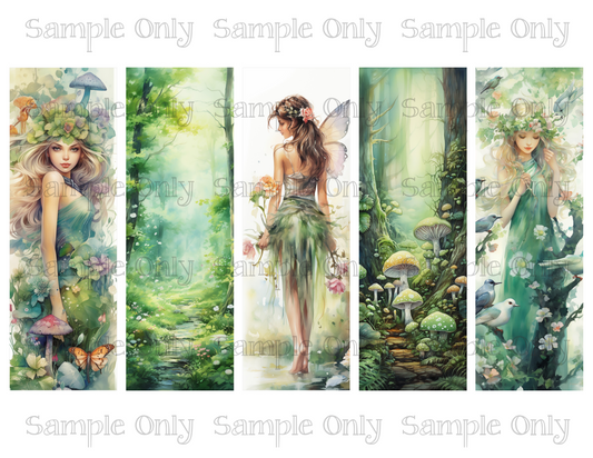 Forest Fairy Bookmark Set 01 Printed Water Soluble Image Transfer Sheet For Polymer Clay