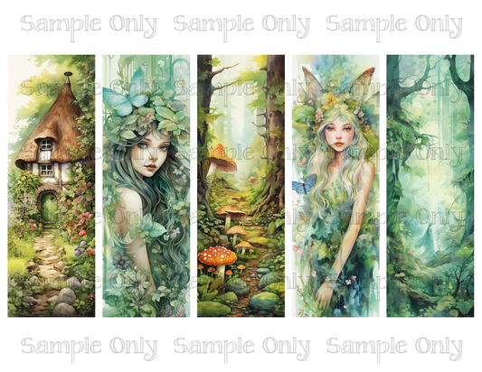 Forest Fairy Bookmark Set 02 Printed Water Soluble Image Transfer Sheet For Polymer Clay