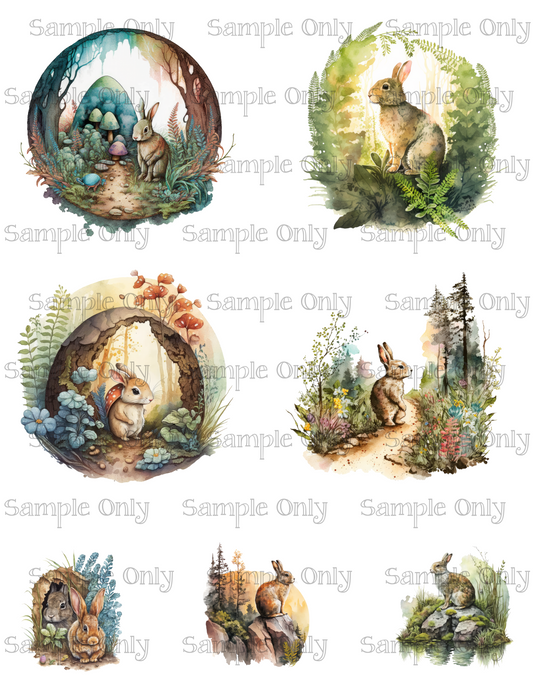 3.5 Inch Bunny Rabbit Set-03 Image Sheet For Polymer Clay Transfer Decal DIGITAL FILE OR PRINTED