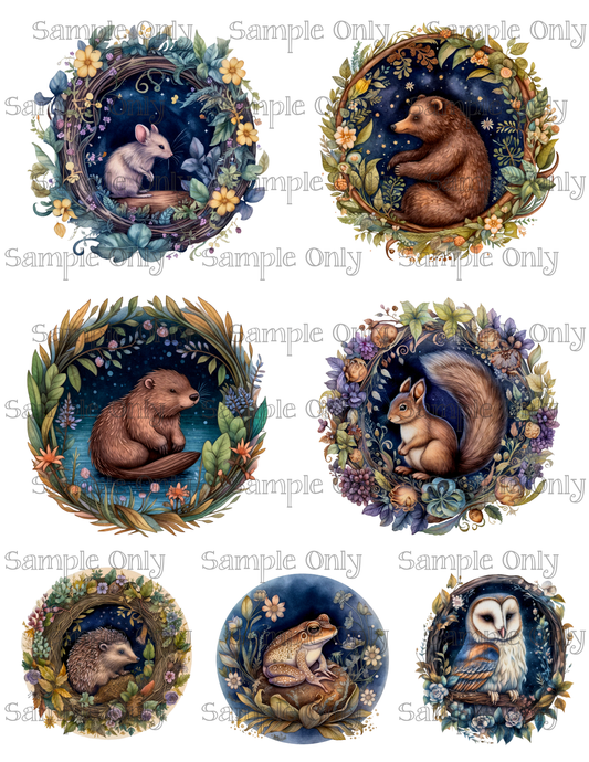 3.5 Inch Midnight Animals Set-01 Image Sheet For Polymer Clay Transfer Decal DIGITAL FILE OR PRINTED