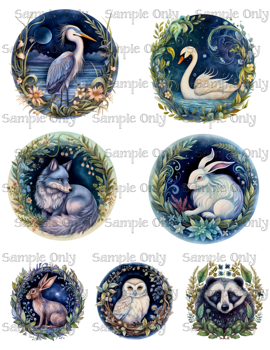 3.5 Inch Midnight Animals Set-02 Image Sheet For Polymer Clay Transfer Decal DIGITAL FILE OR PRINTED