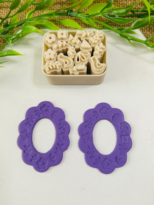 16pc Mini Folk Art Nature Pattern Texture Stamps For Polymer Clay