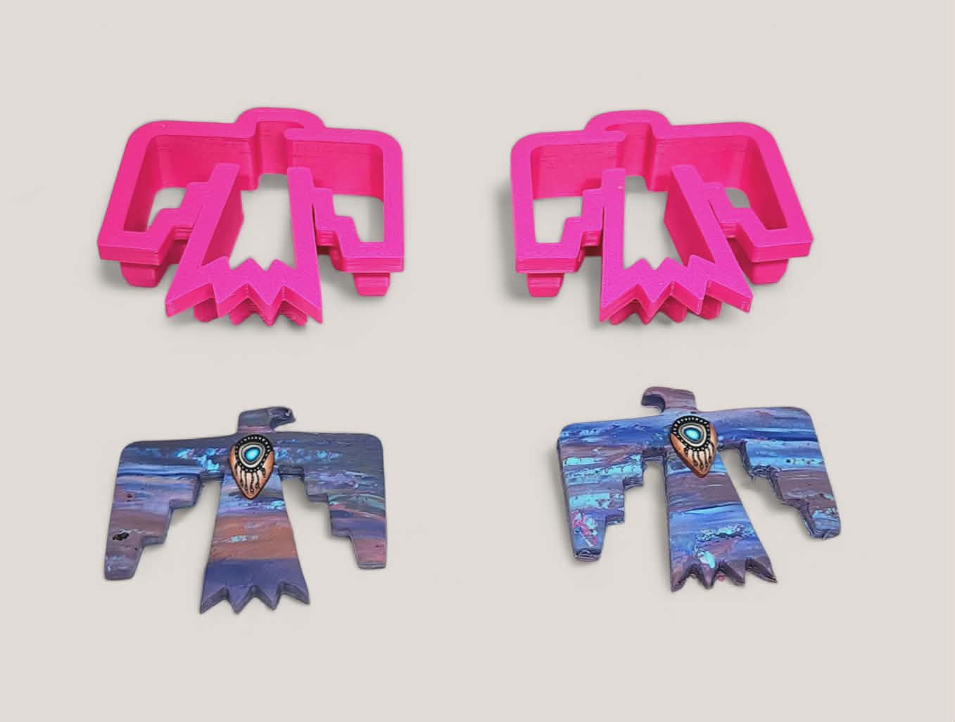 2pc Thunderbird Outline Cutter Set Polymer Clay Cutter 5 Sizes You Choose