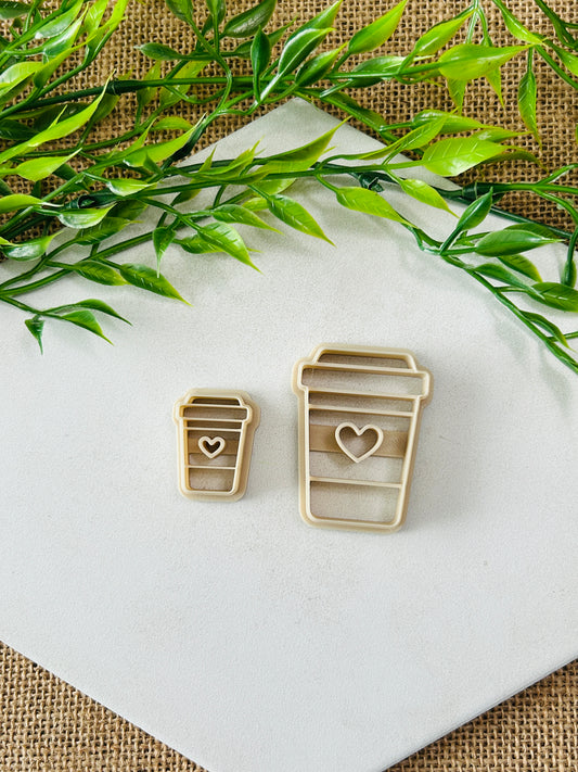 To Go Coffee Cup With Heart Imprint Polymer Clay Cutter 8 Sizes You Choose