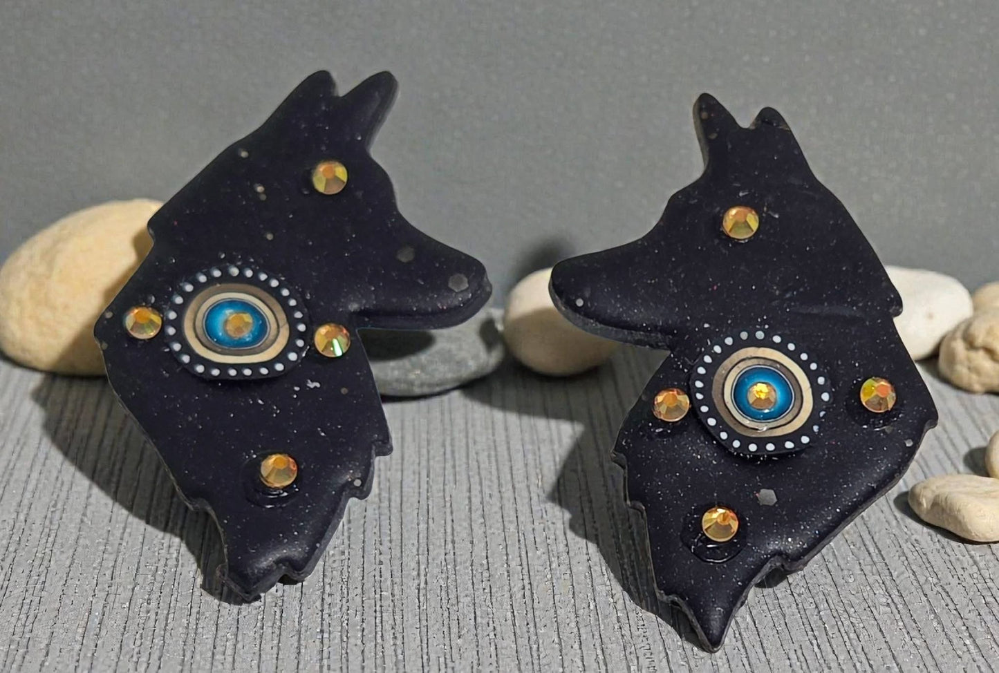2pc Wolf Dog Profile Outline Cutter Set Polymer Clay Cutter 5 Sizes You Choose