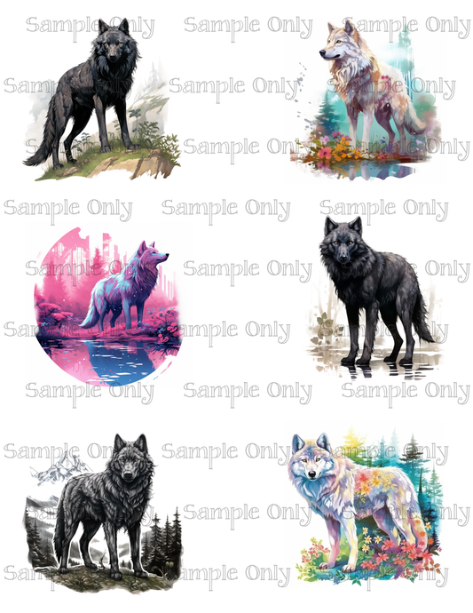 3 Inch Wolves Set-03 Image Sheet For Polymer Clay Transfer Decal DIGITAL FILE OR PRINTED