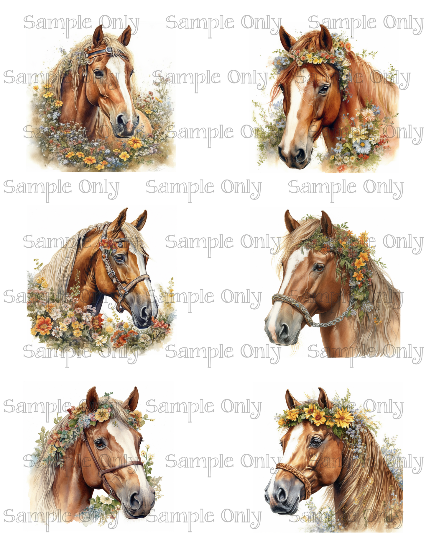 3 Inch Boho Horse Image Sheet For Polymer Clay Transfer Decal DIGITAL FILE OR PRINTED