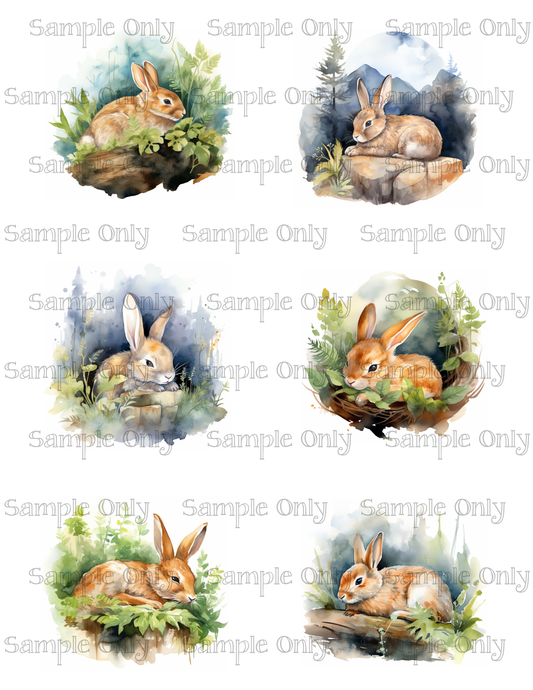 3 Inch Bunny Rabbit Set-01 Image Sheet For Polymer Clay Transfer Decal DIGITAL FILE OR PRINTED