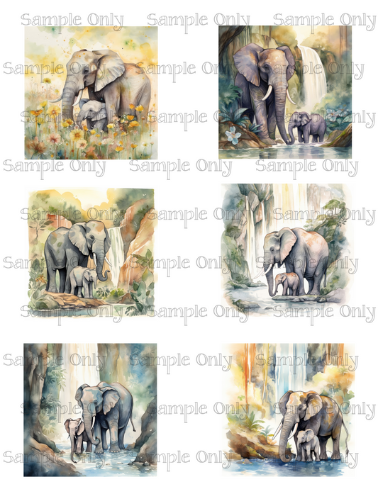 3 Inch Elephant Set-01 Image Sheet For Polymer Clay Transfer Decal DIGITAL FILE OR PRINTED