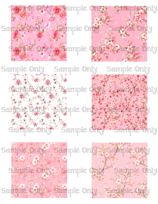 3 Inch Pink Romanic Shabby Floral Set-2 Image Sheet For Polymer Clay Transfer Decal DIGITAL FILE OR PRINTED