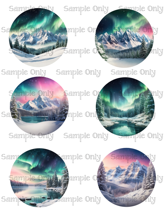 3 Inch Round Aurora Borealis Image Sheet For Polymer Clay Transfer Decal DIGITAL FILE OR PRINTED