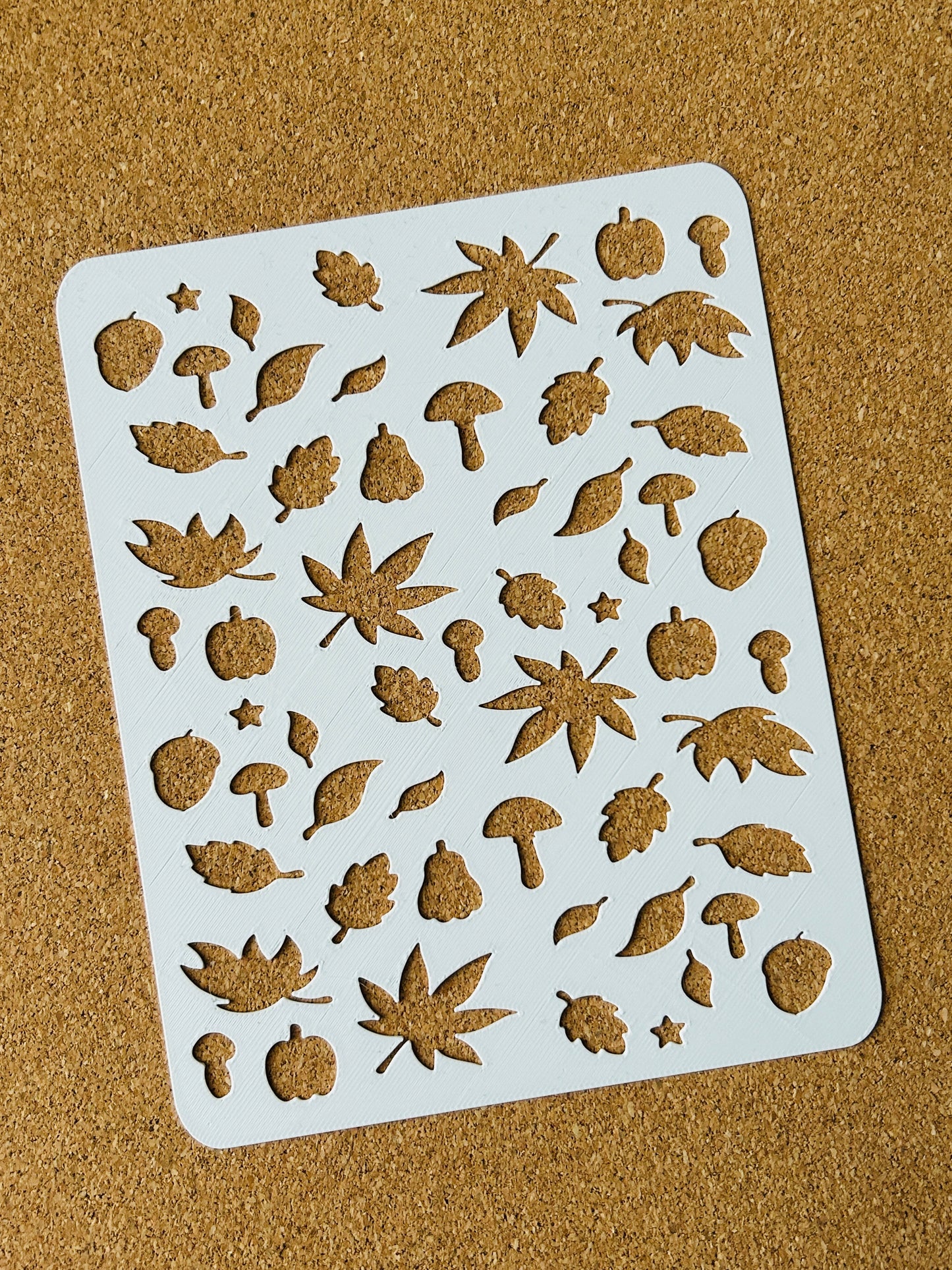 Autumn Leaves and Mushrooms Stencil For Polymer Clay