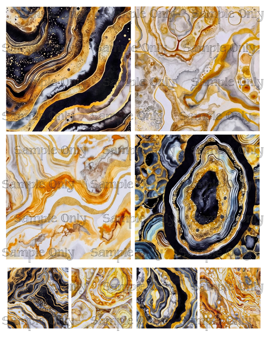 4 Inch Faux Agate Marble Set 2 Image Sheet For Polymer Clay Transfer Decal DIGITAL FILE OR PRINTED