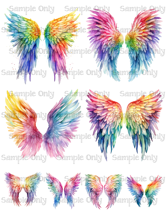 4 Inch Colorful Angel Wings Image Sheet For Polymer Clay Transfer Decal DIGITAL FILE OR PRINTED