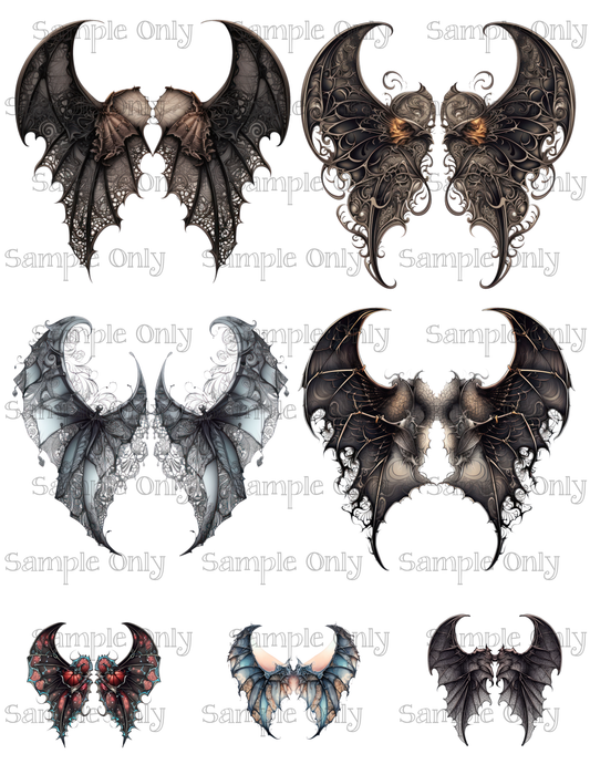 4 Inch Gothic Bat Creature Wings Set 01 Image Sheet For Polymer Clay Transfer Decal DIGITAL FILE OR PRINTED