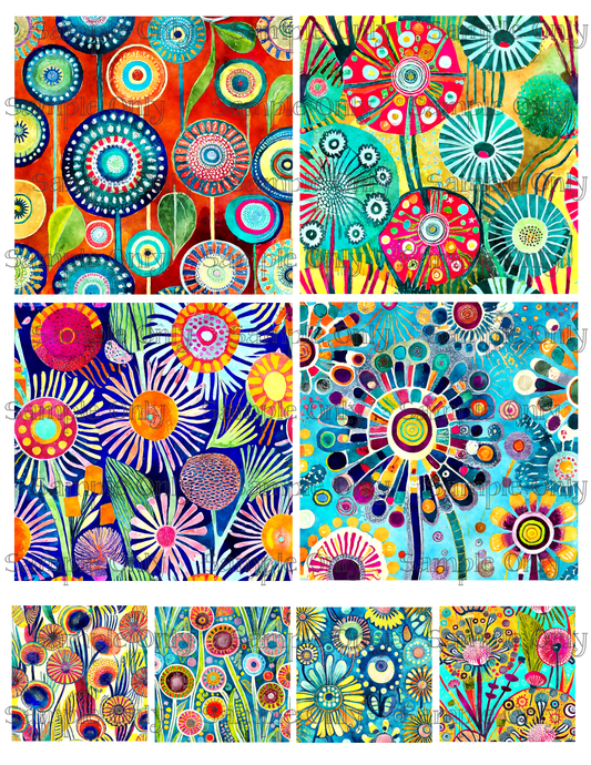4 Inch Bright Dandelion Flower Set 01 Image Sheet For Polymer Clay Transfer Decal DIGITAL FILE OR PRINTED
