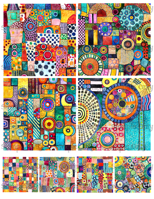 4  Inch Patchwork Squares Set 1 Image Sheet For Polymer Clay Transfer Decal DIGITAL FILE OR PRINTED