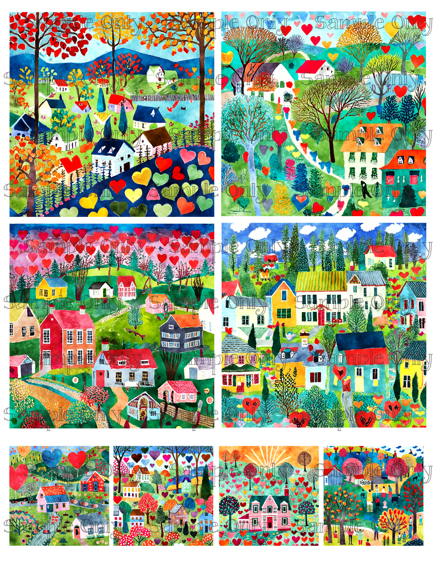 4 Inch Village Houses Image Sheet For Polymer Clay Transfer Decal DIGITAL FILE OR PRINTED