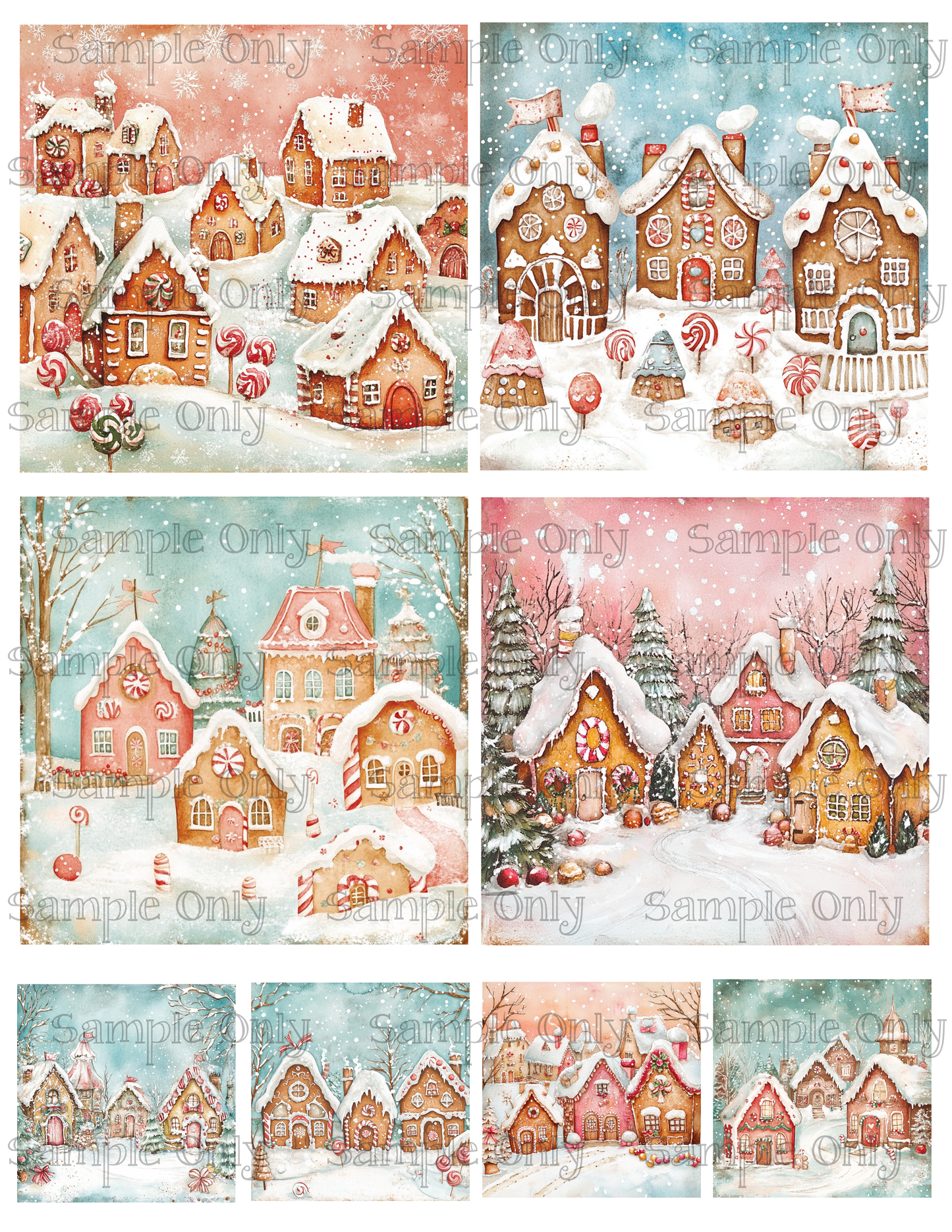 4 Inch Cozy Gingerbread Village Image Sheet For Polymer Clay Transfer Decal DIGITAL FILE OR PRINTED