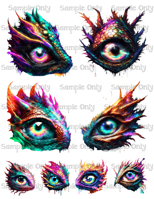 4 Inch Fantasy Dragon Eyes Image Sheet For Polymer Clay Transfer Decal DIGITAL FILE OR PRINTED