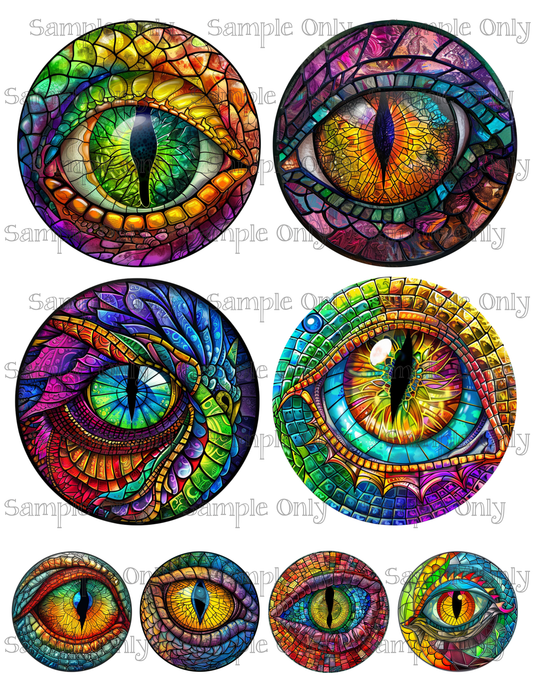 4 Inch Round Dragon Eyes Image Sheet For Polymer Clay Transfer Decal DIGITAL FILE OR PRINTED