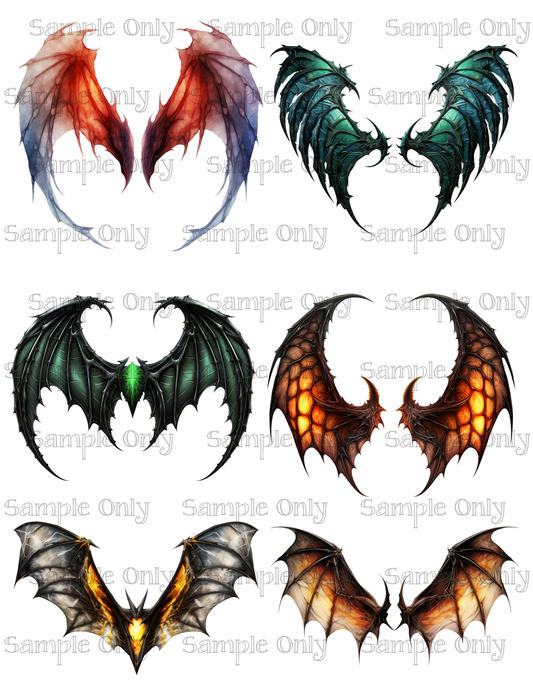 4 Inch Dragon Creature Wings Set 01 Image Sheet For Polymer Clay Transfer Decal DIGITAL FILE OR PRINTED