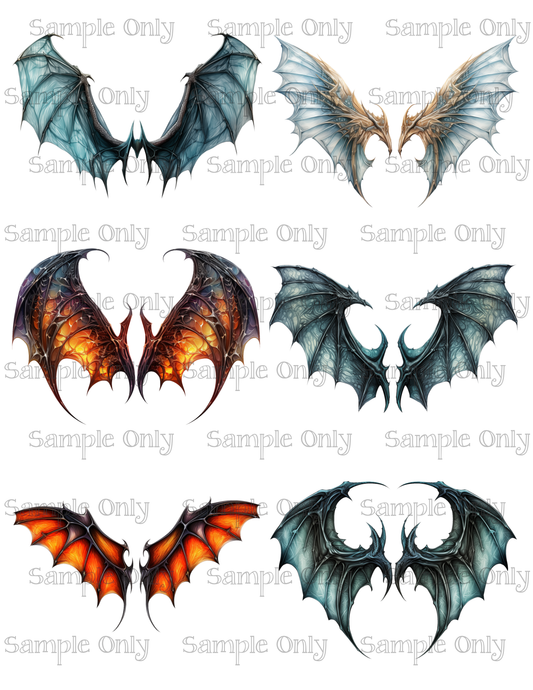 4 Inch Dragon Creature Wings Set 02 Image Sheet For Polymer Clay Transfer Decal DIGITAL FILE OR PRINTED