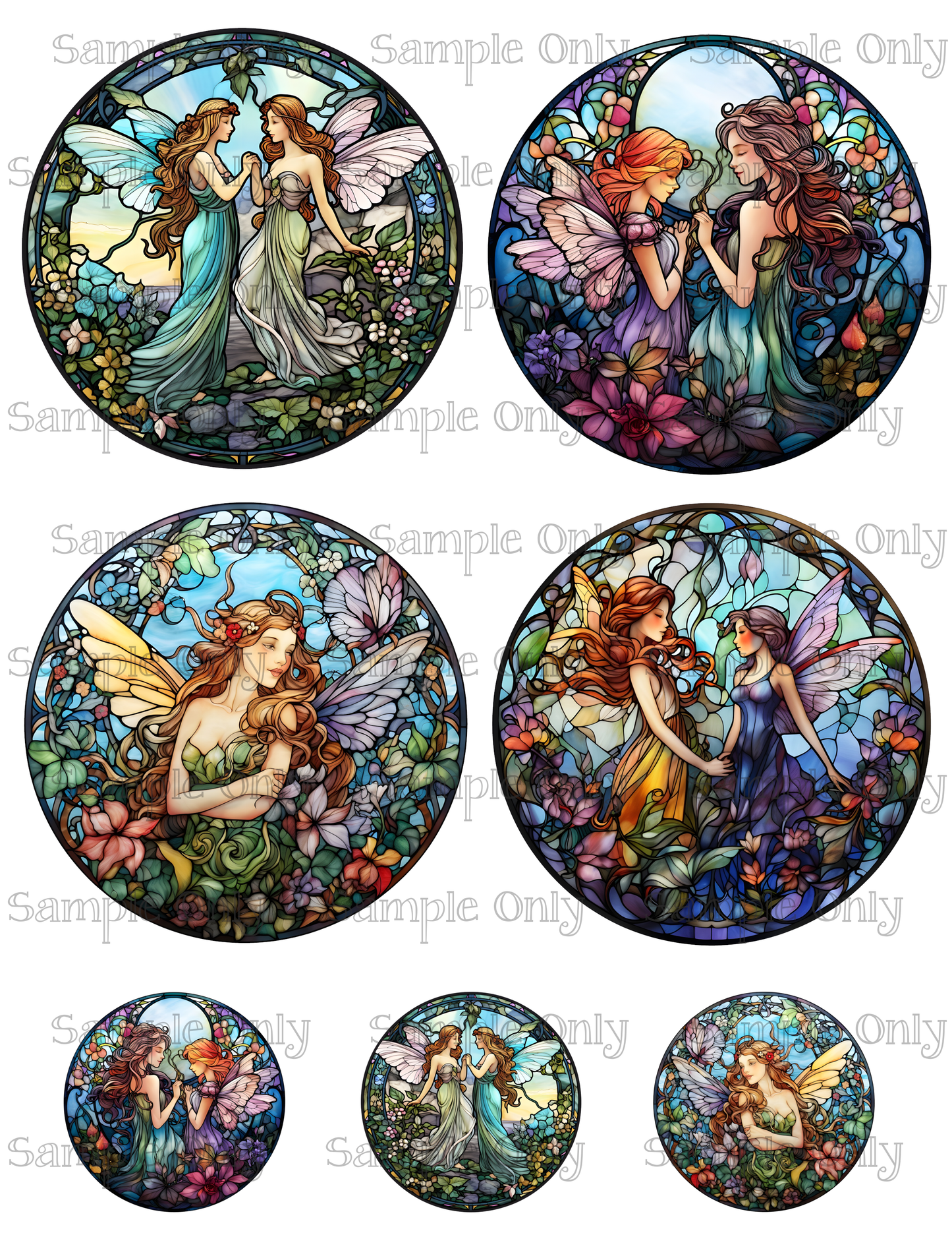 4 Inch Stained Glass Fairy Image Sheet For Polymer Clay Transfer Decal DIGITAL FILE OR PRINTED