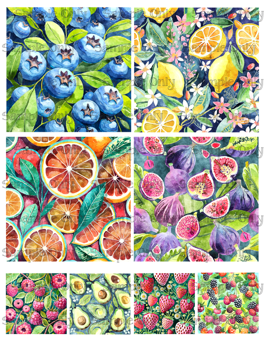 4 Inch Fancy Fruit Set 01 Image Sheet For Polymer Clay Transfer Decal DIGITAL FILE OR PRINTED