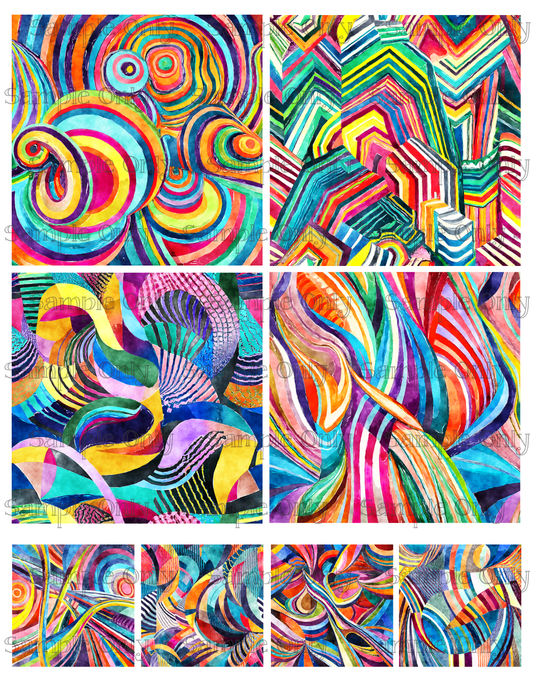 4 Inch Funky Stripes 01 Image Sheet For Polymer Clay Transfer Decal DIGITAL FILE OR PRINTED