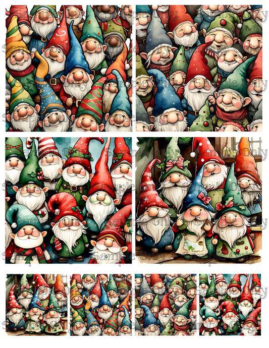 4 Inch Holiday Gnome Image Sheet For Polymer Clay Transfer Decal DIGITAL FILE OR PRINTED