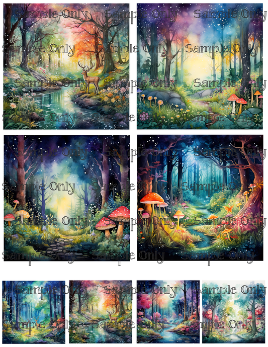 4 Inch Magical Forest Image Sheet For Polymer Clay Transfer Decal DIGITAL FILE OR PRINT