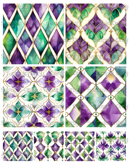 4 Inch Mardi Gras Theme Image Sheet For Polymer Clay Transfer Decal DIGITAL FILE OR PRINTED