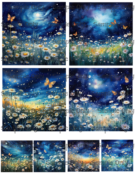 4 Inch Daisy Evening Meadow Image Sheet For Polymer Clay Transfer Decal DIGITAL FILE OR PRINTED