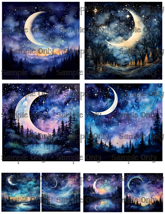 4 Inch Night Sky Image Sheet For Polymer Clay Transfer Decal DIGITAL FILE OR PRINTED