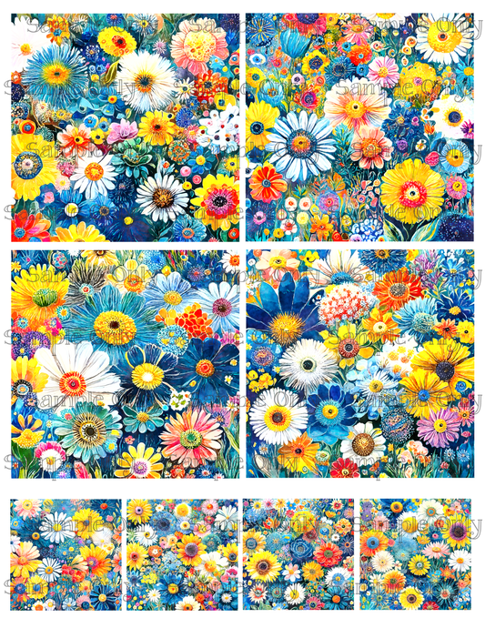 4 Inch Nostalgic Meadow Flowers Image Sheet For Polymer Clay Transfer Decal DIGITAL FILE OR PRINTED