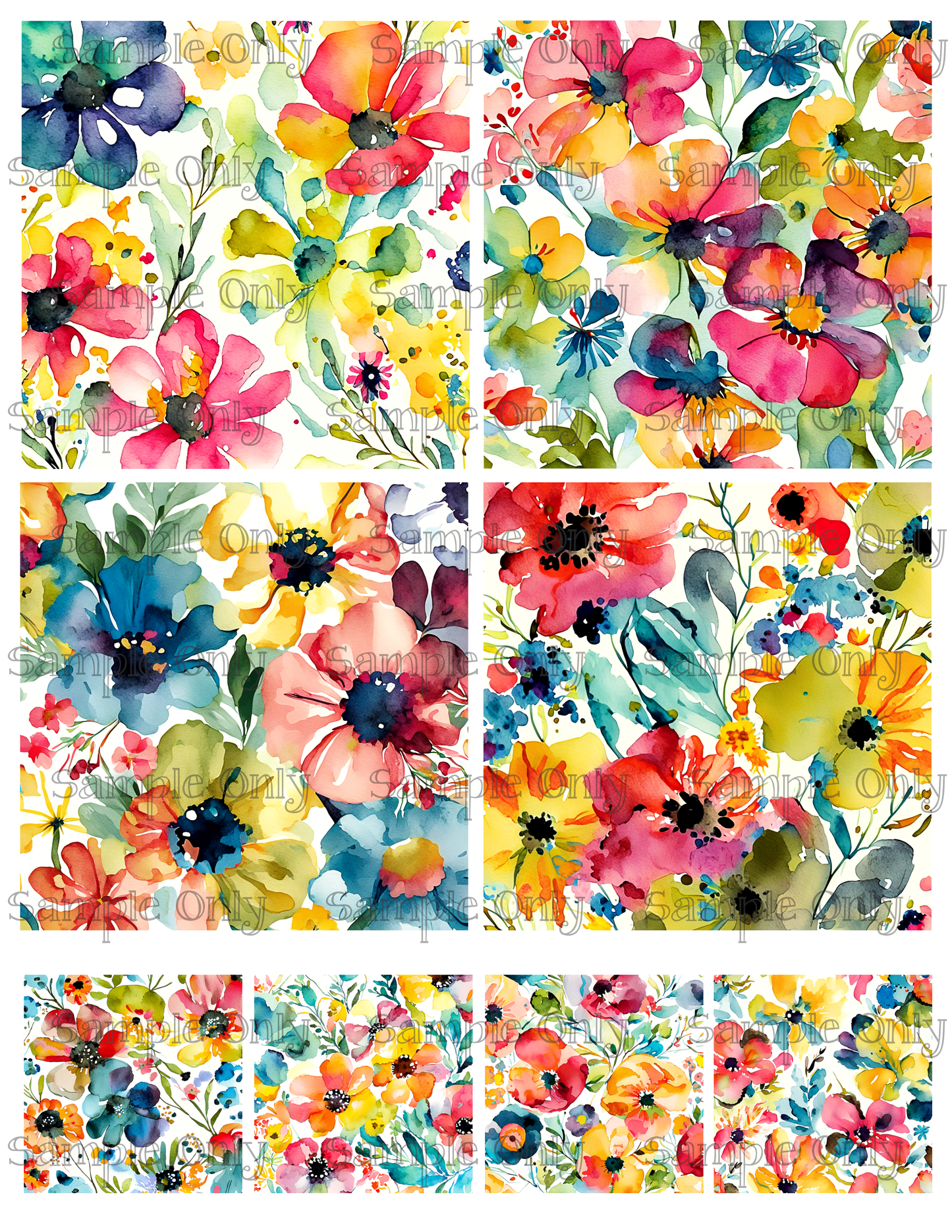 4 Inch Warm Painted Flower Meadow Image Sheet For Polymer Clay Transfer Decal DIGITAL FILE OR PRINTED