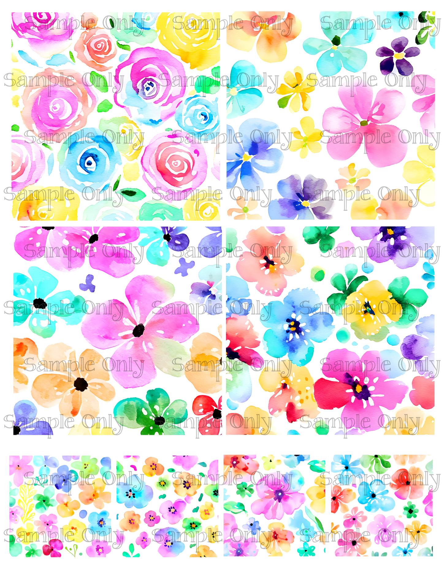 4 Inch Cool Painted Flower Meadow Image Sheet For Polymer Clay Transfer Decal DIGITAL FILE OR PRINTED