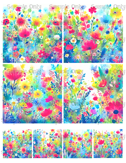 4 Inch Painted Meadow Flowers Set 05 Image Sheet For Polymer Clay Transfer Decal DIGITAL FILE OR PRINTED