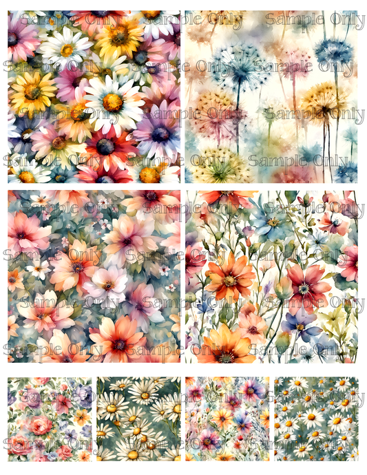 4 Inch Peaceful Spring Floral Image Sheet For Polymer Clay Transfer Decal DIGITAL FILE OR PRINTED