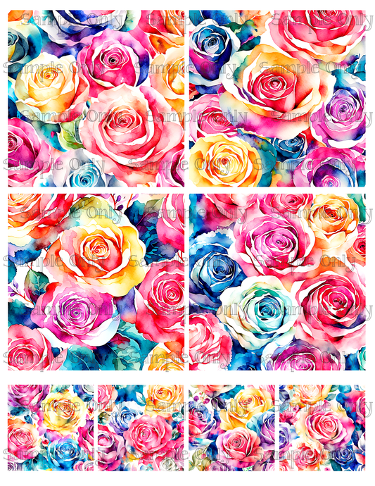 4 Inch Romantic Rose Floral Image Sheet For Polymer Clay Transfer Decal DIGITAL FILE OR PRINTED