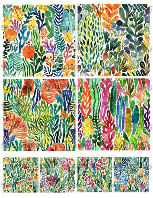 4 Inch Seaweed Garden Image Sheet For Polymer Clay Transfer Decal DIGITAL FILE OR PRINTED