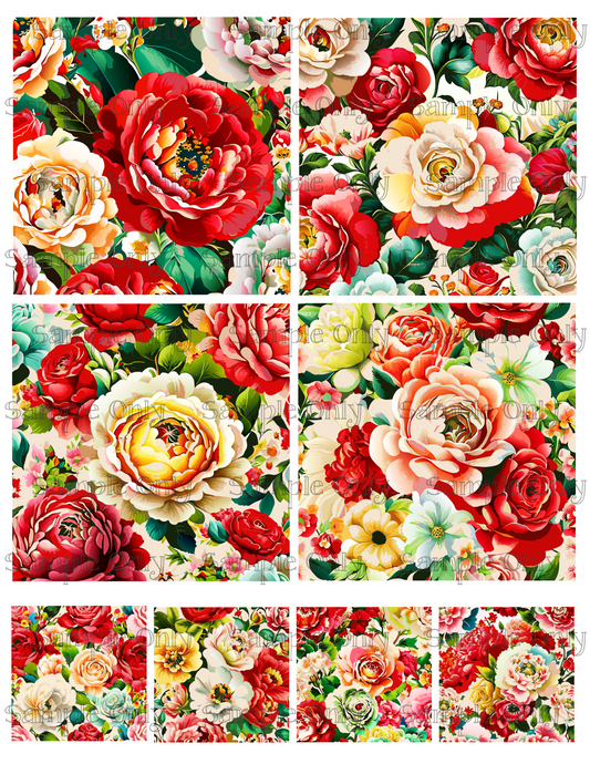 4 Inch Shabby Rose Floral Image Sheet For Polymer Clay Transfer Decal DIGITAL FILE OR PRINTED