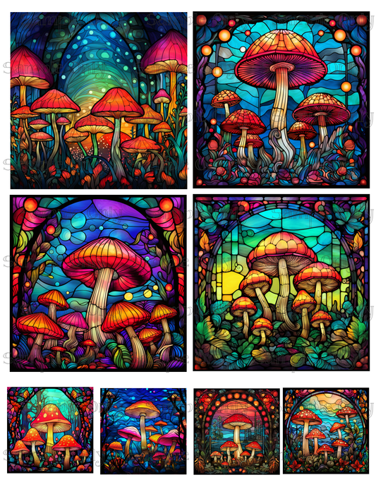 4 Inch Fantasy Mushroom Set 5 Image Sheet For Polymer Clay Transfer Decal DIGITAL FILE OR PRINTED