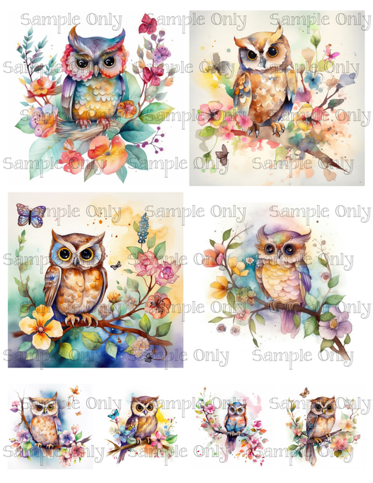 4 Inch Whimsical Owl Image Sheet For Polymer Clay Transfer Decal DIGITAL FILE OR PRINTED