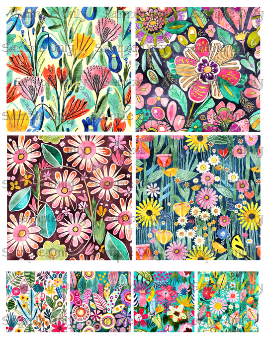 4 Inch Wild Spring Flowers Image Sheet For Polymer Clay Transfer Decal DIGITAL FILE OR PRINTED