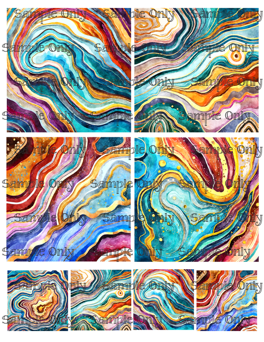 4 Inch Faux Agate Gemstone Set 2 Image Sheet For Polymer Clay Transfer Decal DIGITAL FILE OR PRINTED