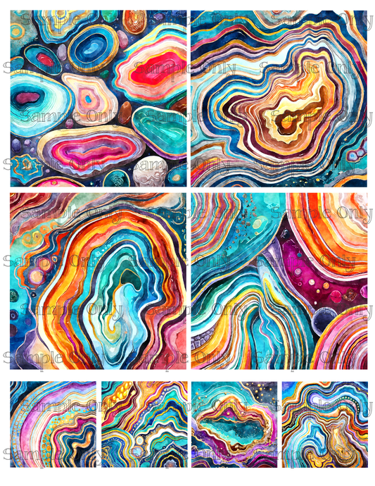 4 Inch Faux Agate Gemstone Set 3 Image Sheet For Polymer Clay Transfer Decal DIGITAL FILE OR PRINTED